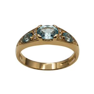 Bague en Or Jaune 18K - Topazes - T54 - 3.81G