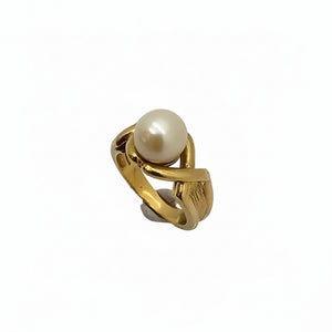 Bague solitaire perle en or jaune 18K - 9.68 G