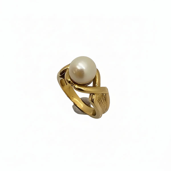 Bague solitaire perle en or jaune 18K - 9.68 G