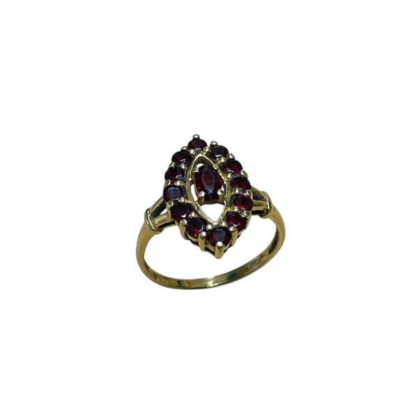 Baguette en or jaune 18 carats avec grenats