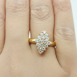 Bague Marquise en Or Jaune 18k - 4.34 G - Taille : 59