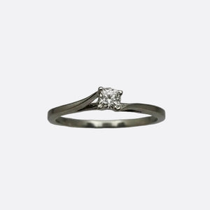Solitaire Diamant en Or Blanc 18K- Taille 57 - 2.25g