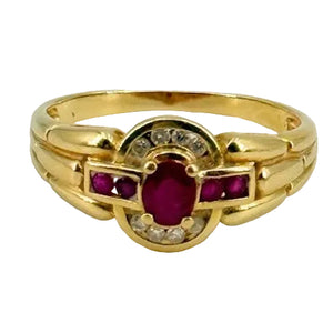 Bagues en or jaune 18k avec rubis et diamants - T60 - 3.49gr
