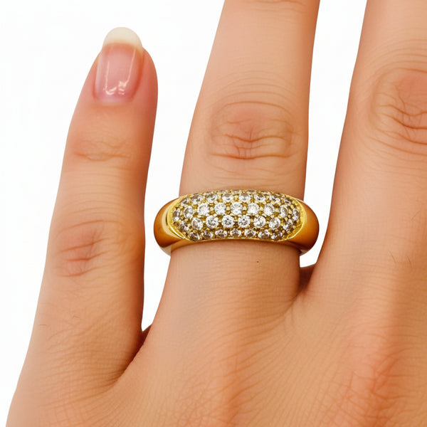 Bague en Or Jaune 18K avec Oxyde de Zirconium T55 - 5.02Grs