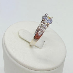 Bague Solitaire Or Blanc et Zirconium 18k