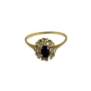 Bague Marguerite Or Jaune avec Oxyde de Zirconium et Saphir 18k