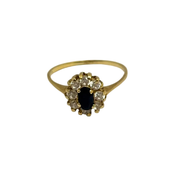 Bague Marguerite Or Jaune avec Oxyde de Zirconium et Saphir 18k
