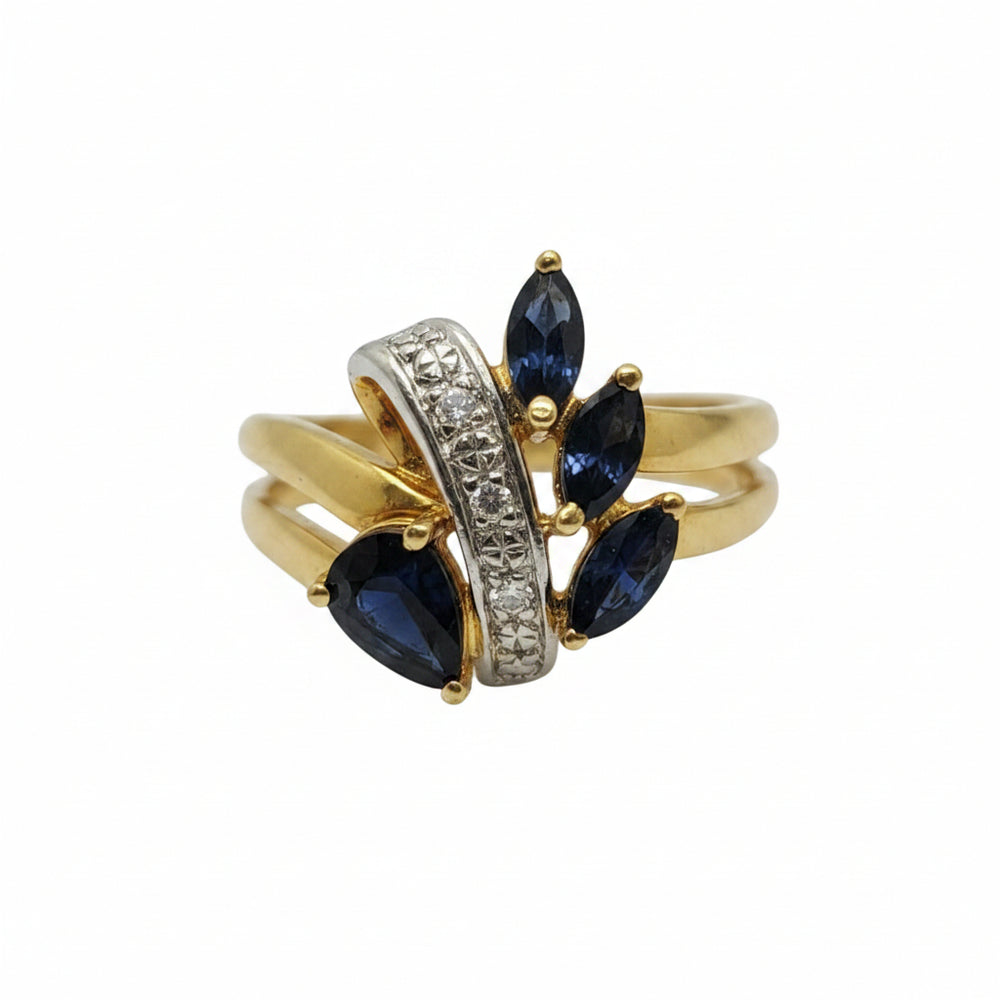 Bague Empierrée en Or Jaune 18K et Saphir