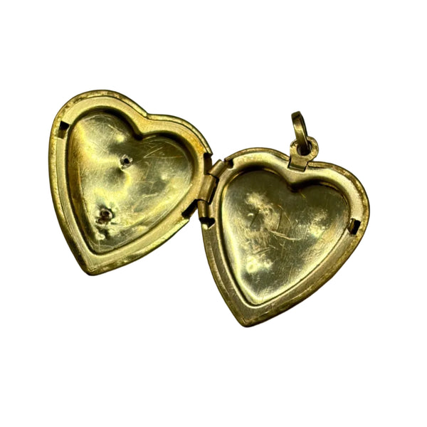 Pendentif Médaillon avec Diamants & Rubis en Or Jaune 18k