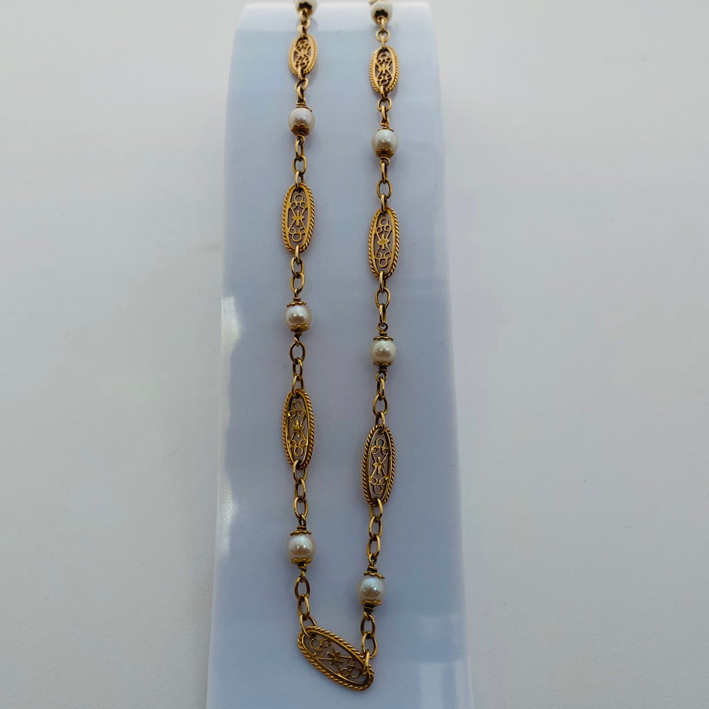 Collier Princesse en Or Jaune 18 carats avec Perles Nacrées - 12.50 Grs