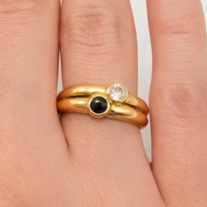 Bague Or Jaune 18k avec Oxyde de Zirconium - 3.2 G - T54