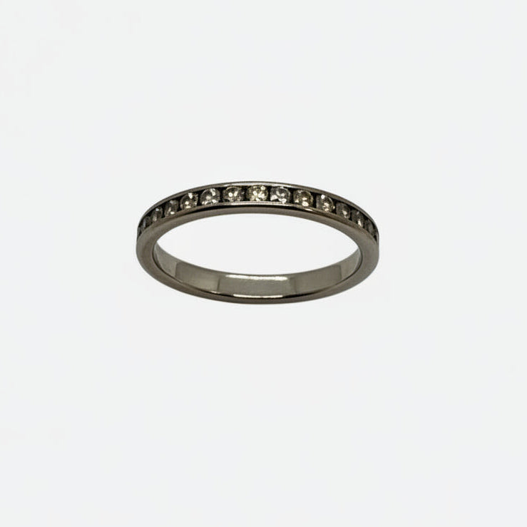 Bague Alliance en Or Blanc Diamants 18K - Taille 53