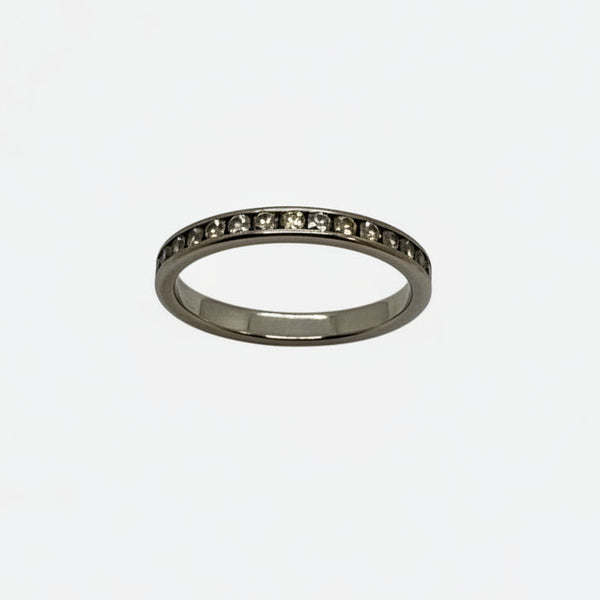 Bague Alliance en Or Blanc Diamants 18K - Taille 53