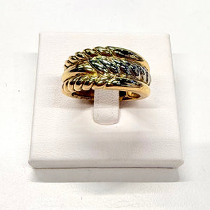 Bague travaillée en or jaune et or blanc 18 carats – Taille 53