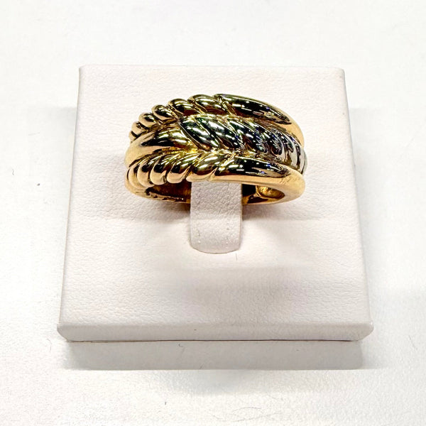 Bague travaillée en or jaune et or blanc 18 carats – Taille 53