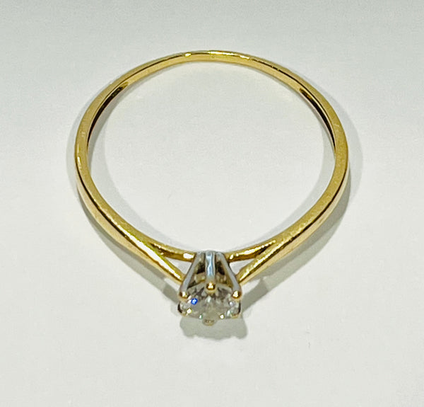 Bague Solitaire en Or Jaune 18 K - Taille 56 - 1.05 G