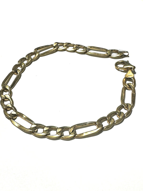 Bracelet Gourmette Or Jaune 18k, Maille Figaro