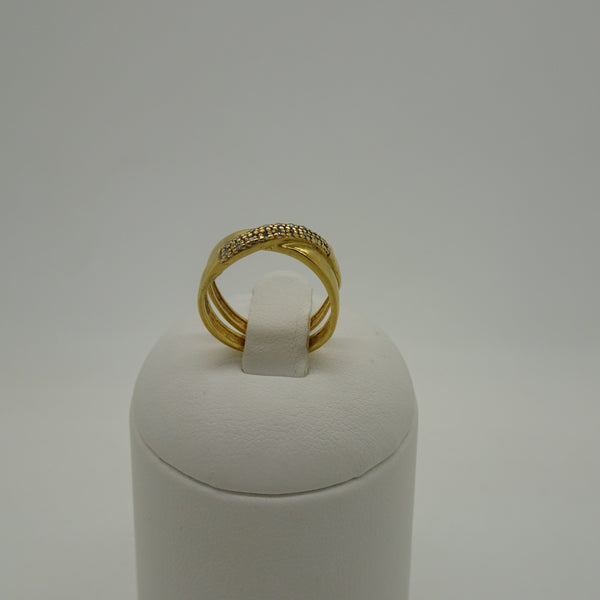 Bague en Or Jaune 18K avec 17 Diamants - T 49