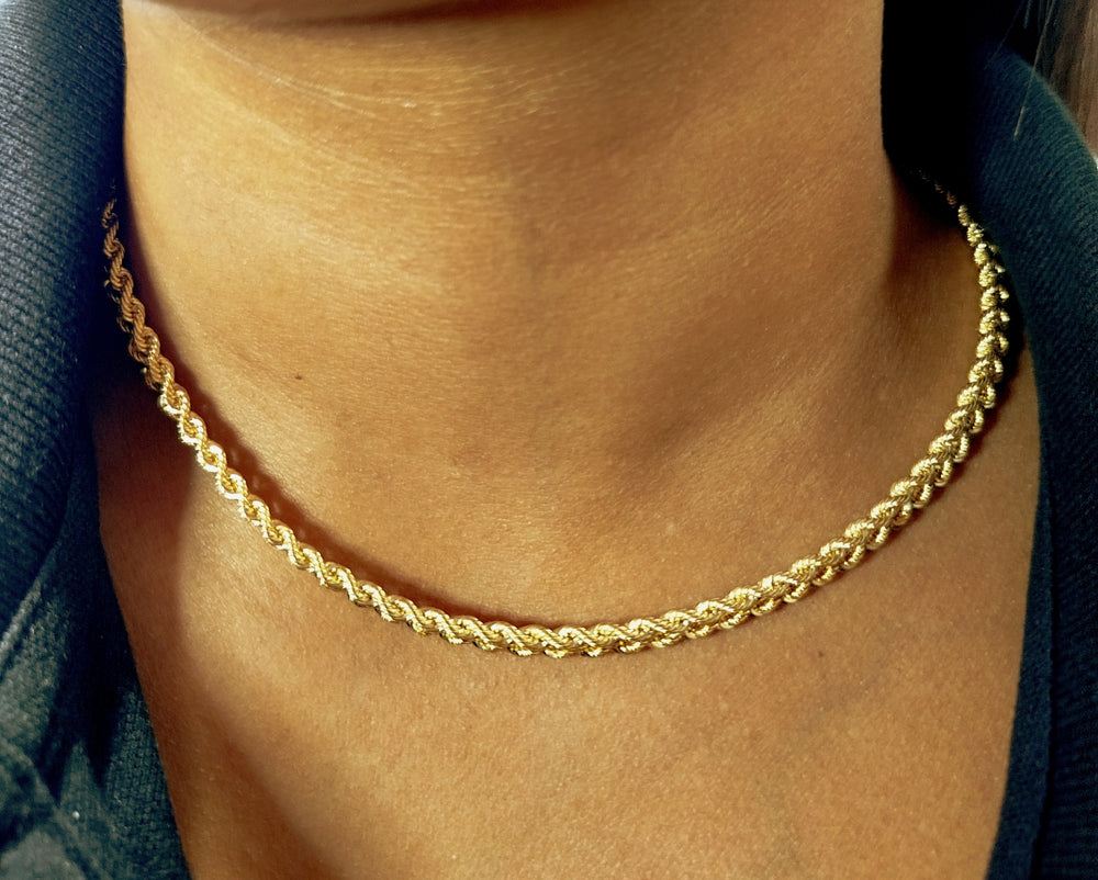 Collier Princesse Tressé Or Jaune 18k Mousqueton 45cm