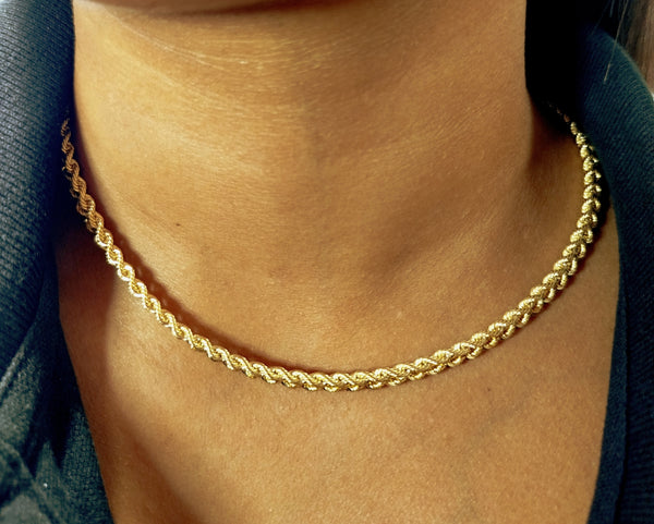 Collier Princesse Tressé Or Jaune 18k Mousqueton 45cm