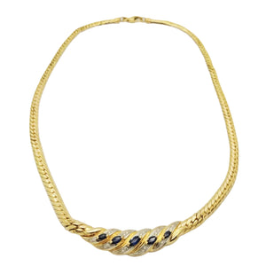 Collier Princesse Or Jaune Diamants et Saphir 18k