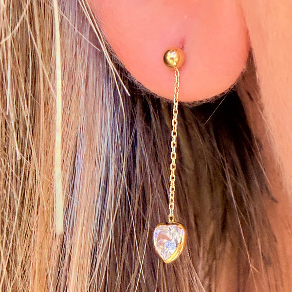 Boucle d'oreille en or jaune 18k avec zirconium