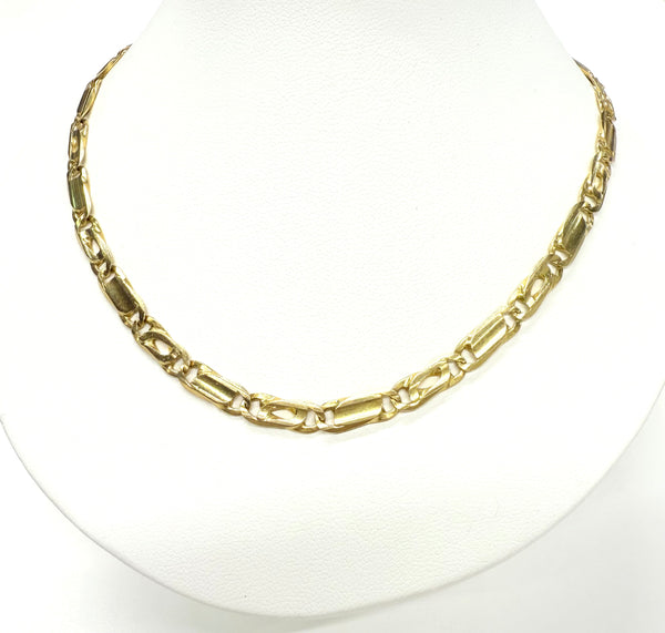 Collier Longue Chaîne Or Jaune 18k Maille Fantaisie