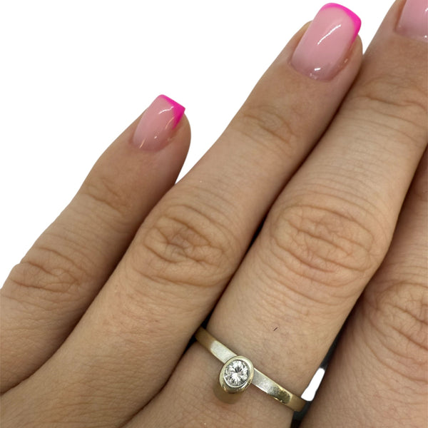 Bague Solitaire Or Blanc 18K Taille-53
