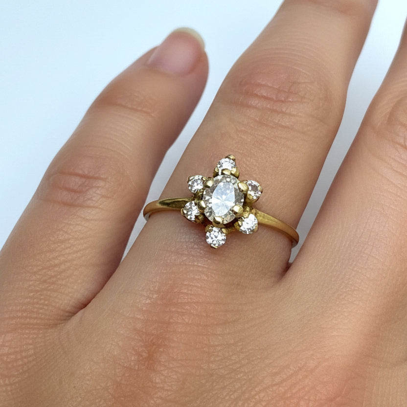 Bague Marguerite en Or jaune 18K - Taille 54.5 - 1.68G