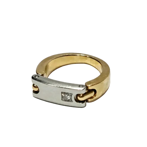 Jonc Or Jaune et Or Blanc 18 Carats avec Diam