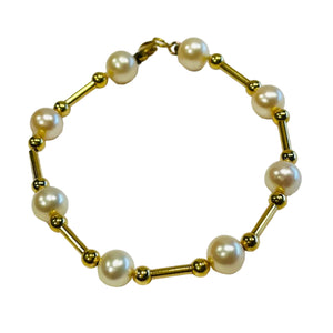 Bracelet Maillon Perles en Or Jaune 18K - 6.96 G
