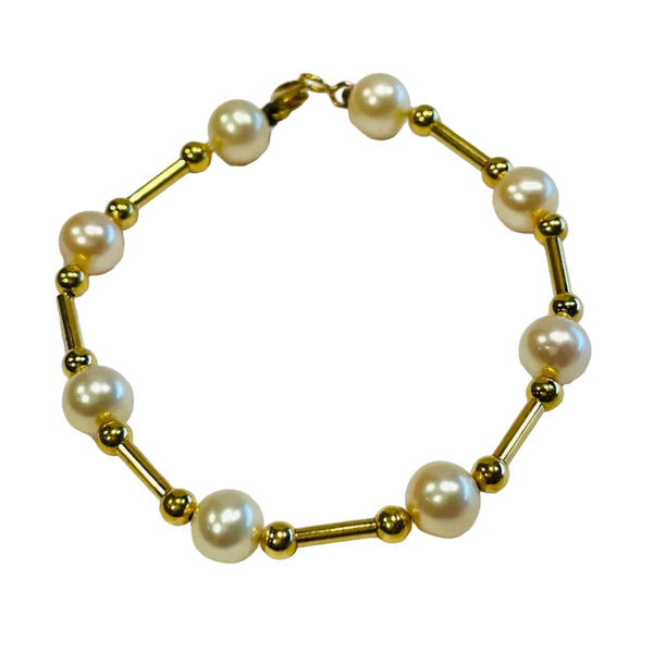 Bracelet Maillon Perles en Or Jaune 18K - 6.96 G