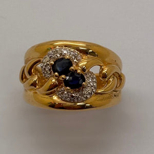 Bague en or jaune et blanc 18K- Taille 53