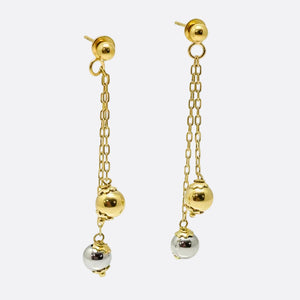 Boucles d'oreilles pendantes en or jaune et blanc 18k - 1.63 G