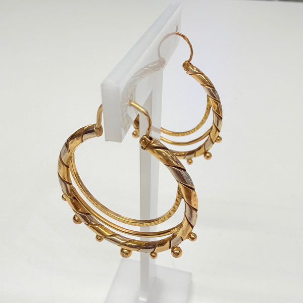 Boucles d'oreilles créoles 18k or jaune et blanc