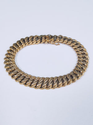 Bracelet Maille Américaine en Or Jaune 18K Lg 19cm