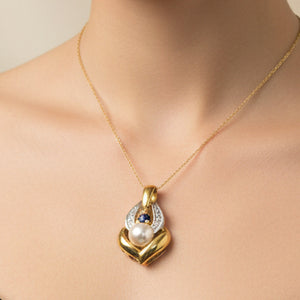 Pendentif Or 750/1000, Saphir et Perle 18K - 0.85Grs
