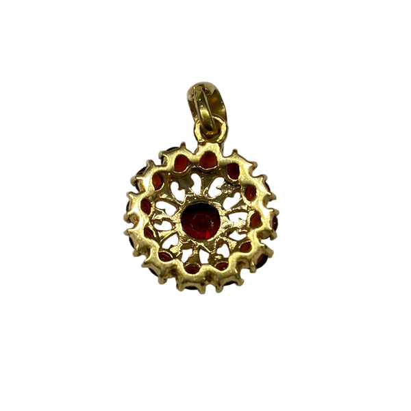 Pendentif médaillon Or Jaune 13 Grenats