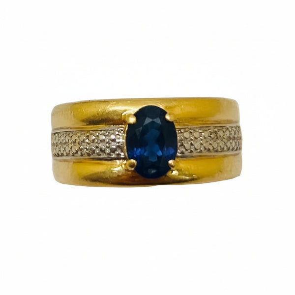Jolie bague en or blanc avec saphir et diamants