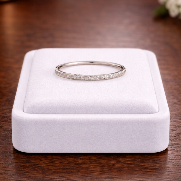 Bague en Or gris 18K demi-tour - 0.73G - Taille 53