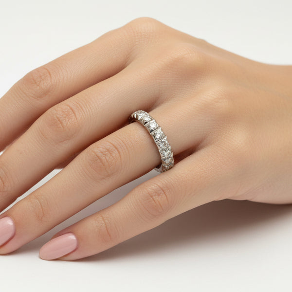 Alliance en Or Blanc Diamants 18K - 2Grs - T60
