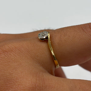 Bague empierrée en Or Jaune et Or Gris 18K