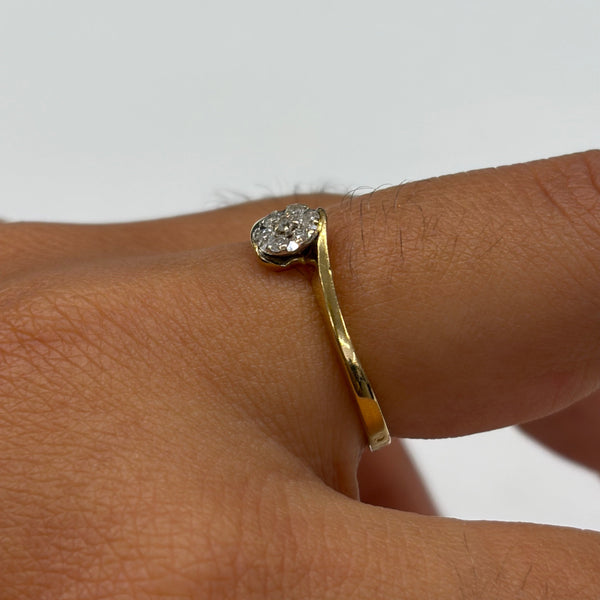 Bague empierrée en Or Jaune et Or Gris 18K