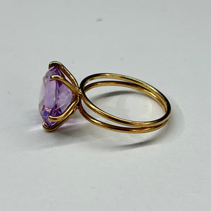 Bague en or jaune 18k et améthyste