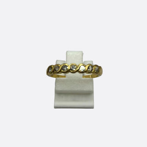Bague Demi-Tour en Or Jaune Diamants 18K - Taille 56- 2.29g