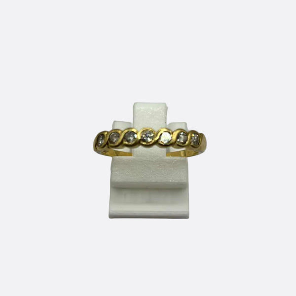 Bague Demi-Tour en Or Jaune Diamants 18K - Taille 56- 2.29g