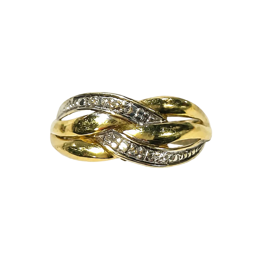 Bague en Or Bicolore 18K - Taille 55 - 1.95G