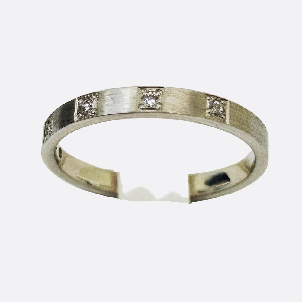 Superbe Bague Alliance en Or Blanc 18K Diamants- Taille 52 - 3.39g