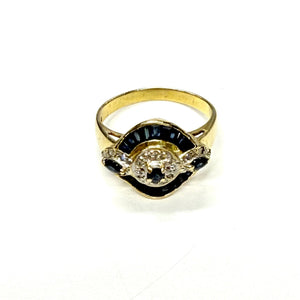 Bague en Or 18k avec Diamants et Saphir – Taille 58