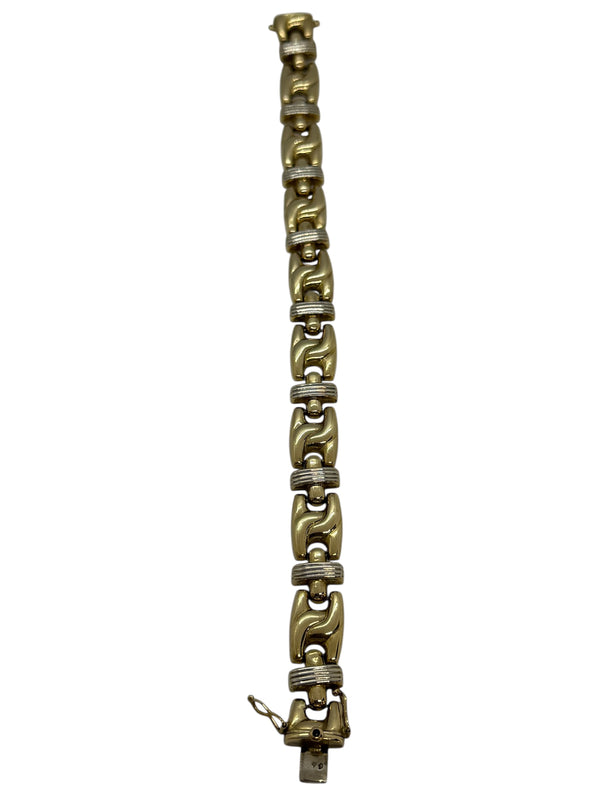 Bracelet Maille Fantaisie Or Jaune/Blanc avec Saphir 0,01ct